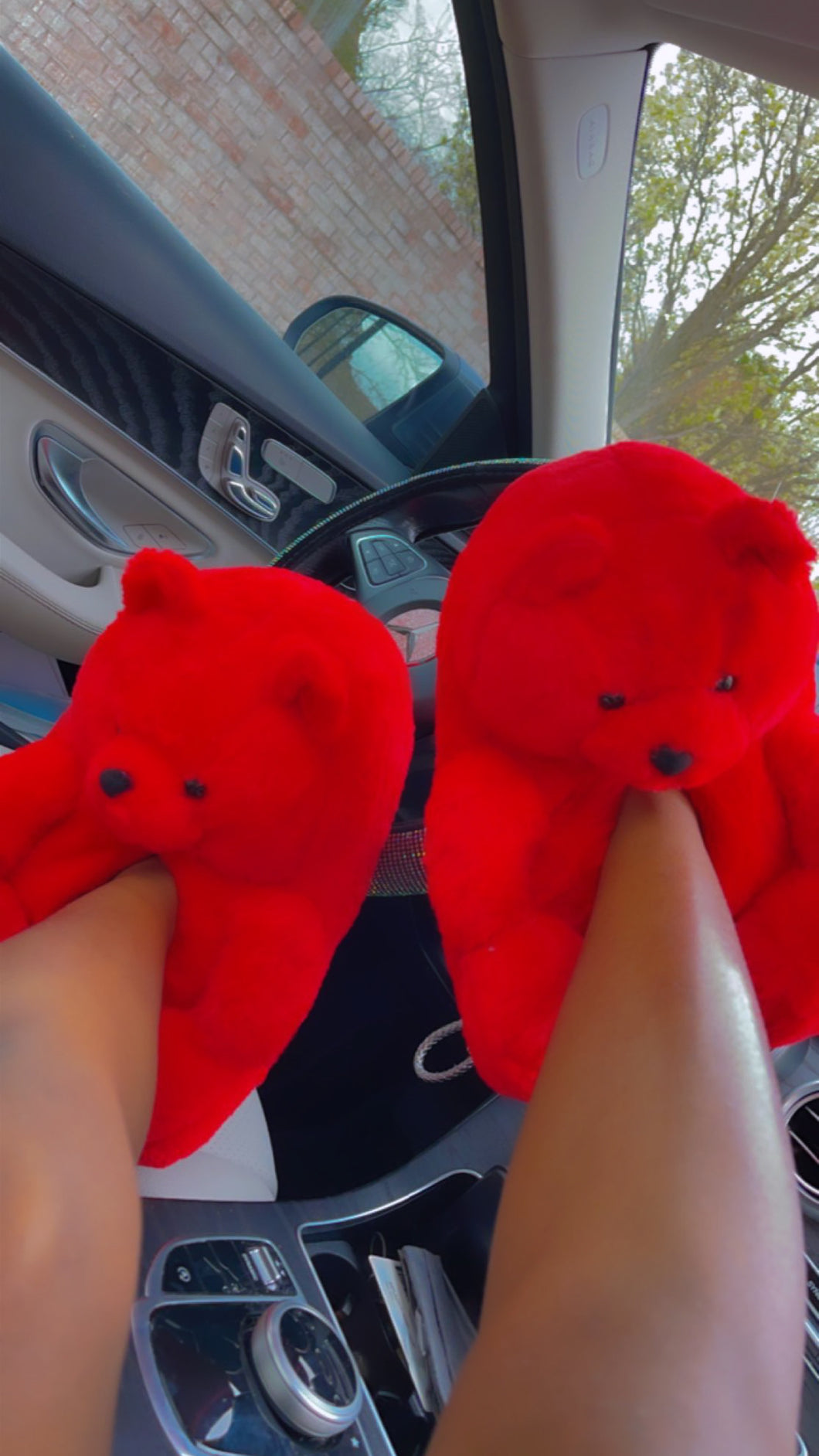 Bear Hug Slippers- Red