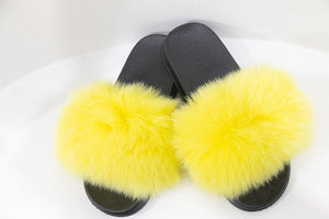 Bumble Bee Fur Slides